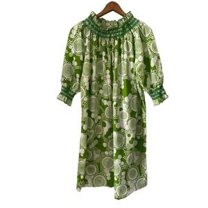 60s Handmade smocked polka dot design dress